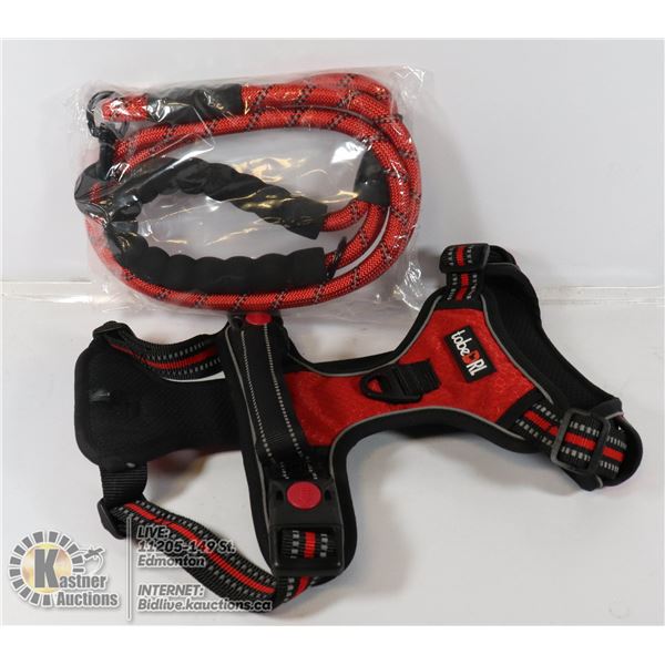 DOG LEASH AND HARNESS.
