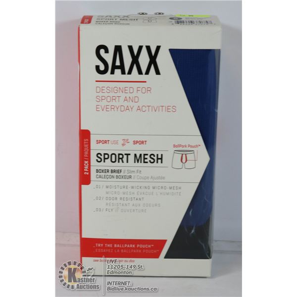 SAXX TWO PACK BOXER BRIEFS SIZE SMALL.