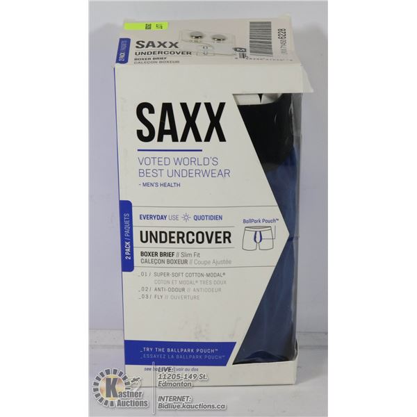 SAXX TWO PACK BOXER BRIEFS SIZE MEDIUM.