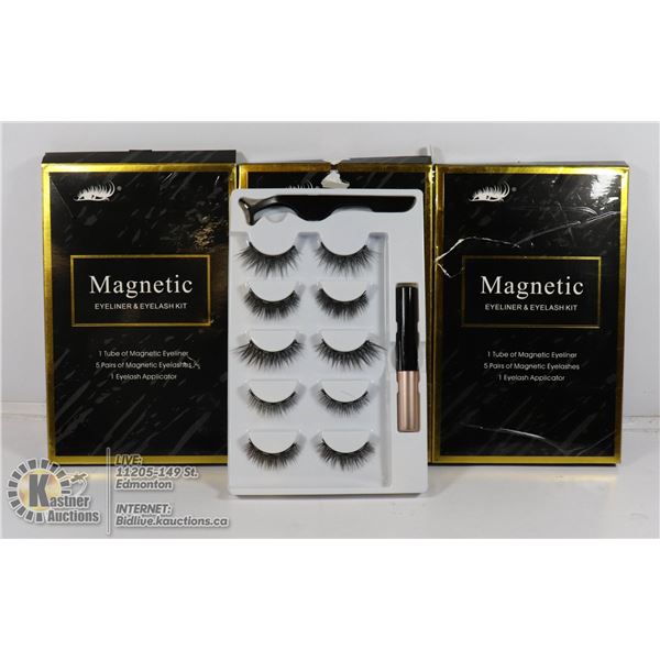 LOT OF 3 MAGNETIC EYELINER AND EYELASH KIT.