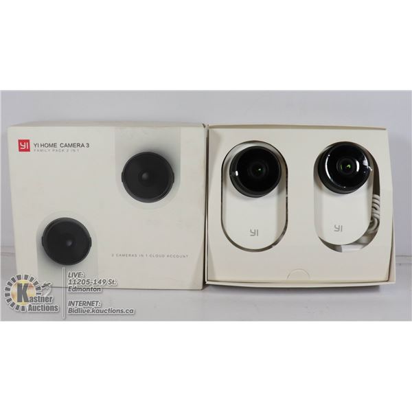 YI HOME CAMERA THREE FAMILY PACK. 2 IN 1.