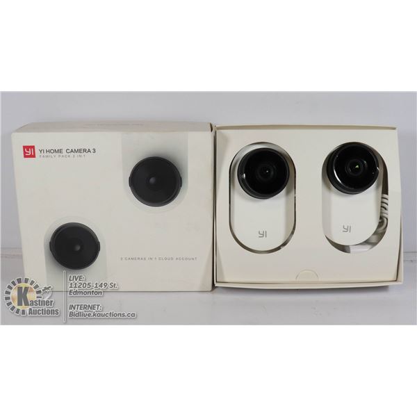 YI HOME CAMERA THREE FAMILY PACK. 2 IN 1.