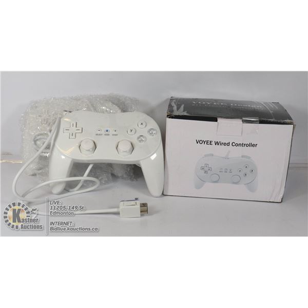 TWO WII CORDED CLASSIC CONTROLLERS.