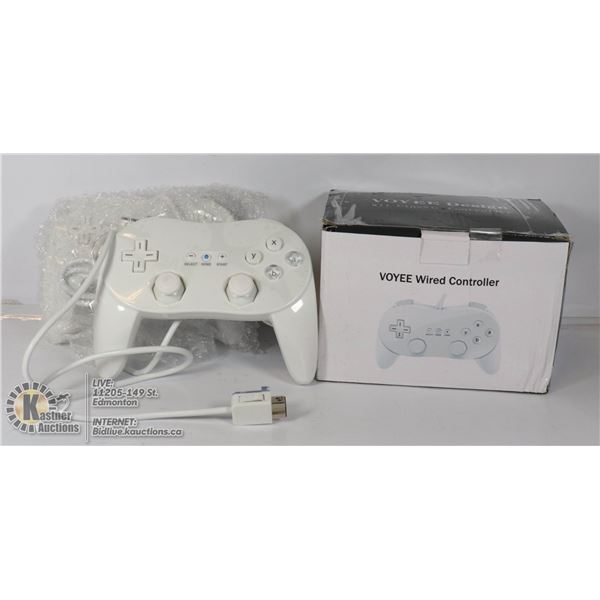 TWO WII CORDED CLASSIC CONTROLLERS.