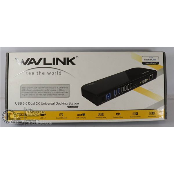 WAVELIK USB 3.0 DUAL 2K UNIVERSAL DOCKING STATION.