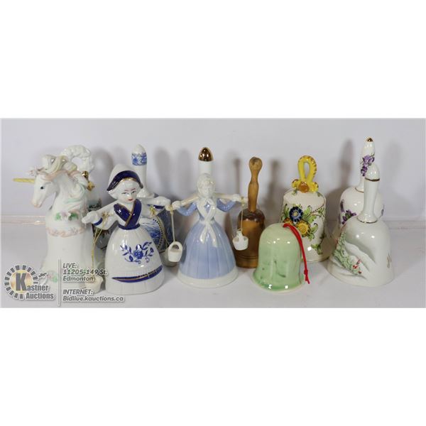 FLAT OF GLASS AND CERAMIC BELLS.