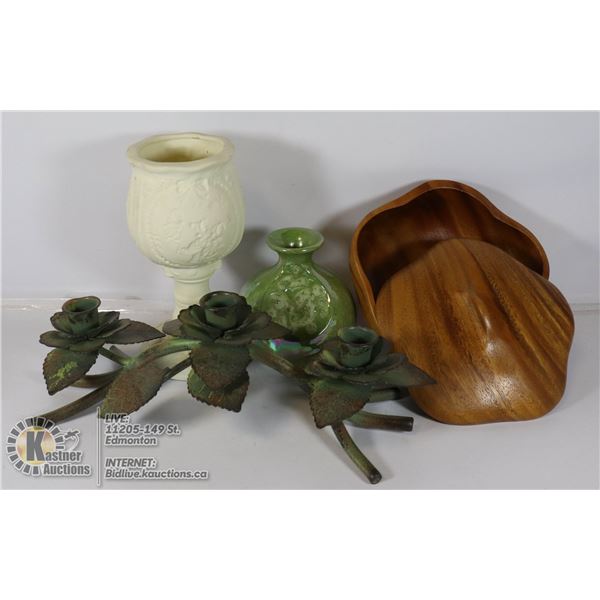 LOT OF VARIOUS HOME DECOR ITEMS.