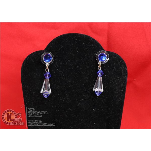 BLUE AND CLEAR SWAROVSKI CRYSTALS EARRINGS