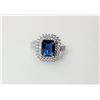 Image 1 : 11)  LAB CREATED EMERALD CUT BLUE SAPPHIRE