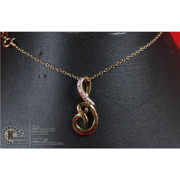 #140-DIAMOND ACCENT PENDANT & NECKLACE 18"