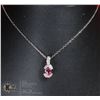 Image 1 : #135-PINK SAPPHIRE PENDANT & NECKLACE 18"