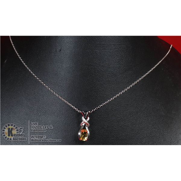 #124-CITIRINE PENDANT & NECKLACE 18"