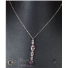 Image 1 : #115-AMETHYST/TOPAZ PENDANT & NECKLACE 18"