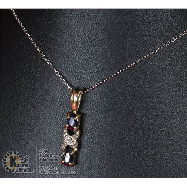 #111-BLUE SAPPHIRE PENDANT & NECKLACE 18"