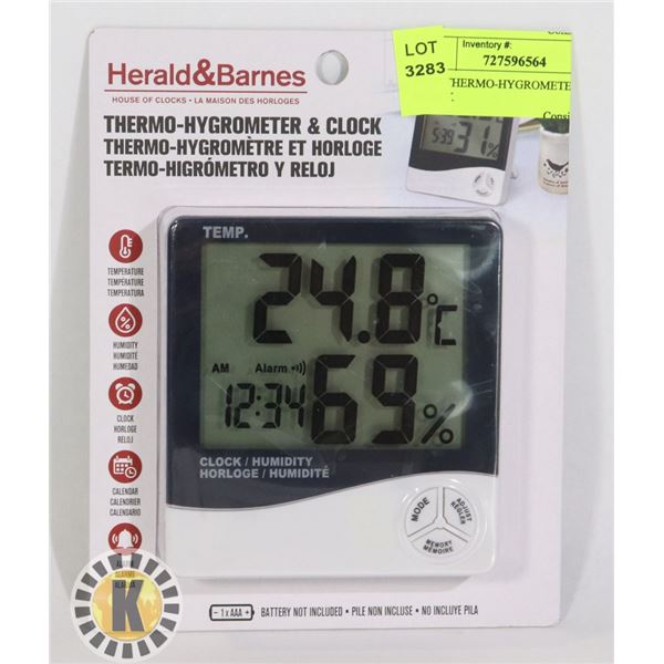 NEW THERMO-HYGROMETER & CLOCK
