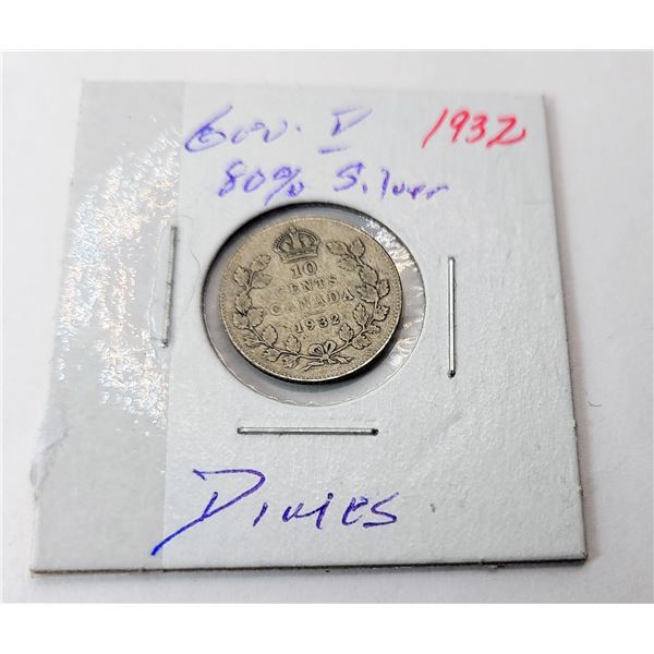 7)  CANADIAN 1932 KING GEORGE VI DIME,