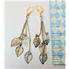 Image 1 : 8)  SILVER & GOLD TONE LEAF AND CRYSTAL DROP