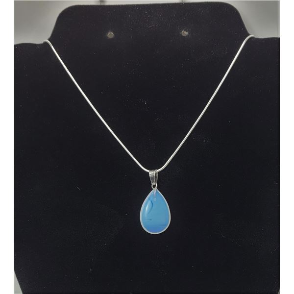 2)  NATURAL TEAR DROP SHAPED OPALINE PENDANT