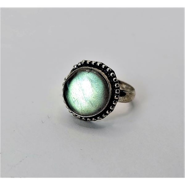 13)  SILVER TONE ROUND RAINBOW NATURAL