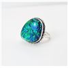 Image 1 : 4)  BLUE/GREEN AUSTRALIAN TRIPLATE OPAL RING,