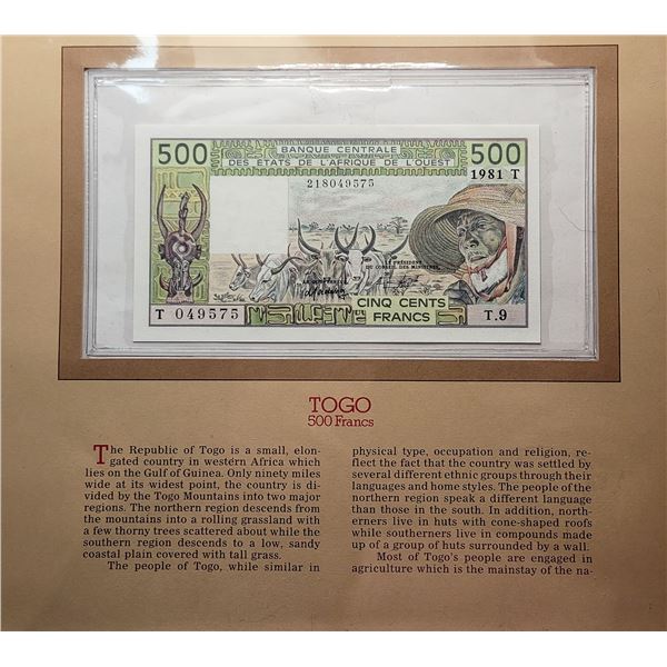 12)  UNCIRCULATED 1981 500 FRANC BANKNOTE