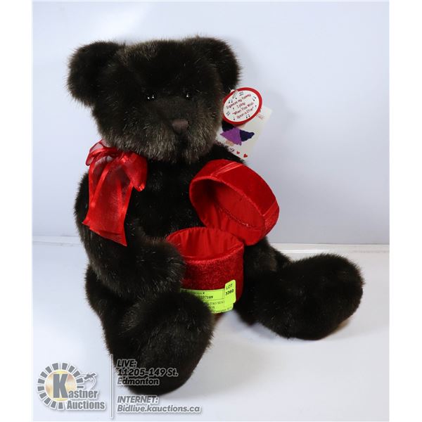 STUFFED TOY WITH TAG SEATING BEAR WITH A GIFT BOX