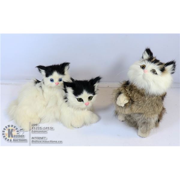 RABBIT FUR 7" CAT FIGURINE A LITTLE ONE WITH MOM