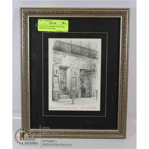DON DAVEY FRAMED PRINT 1984 PRESERVATION HALL