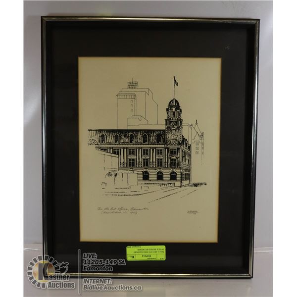 WALL ART 1972 THE OLD POST OFFICE SIGNED BY WEBER