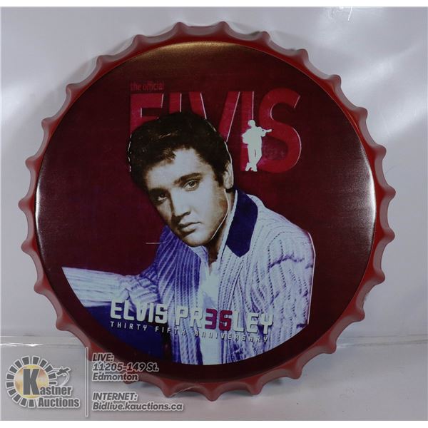 NEW ELVIS PRESLEY BOTTLE CAP STYLE TIN SIGN 16" DI