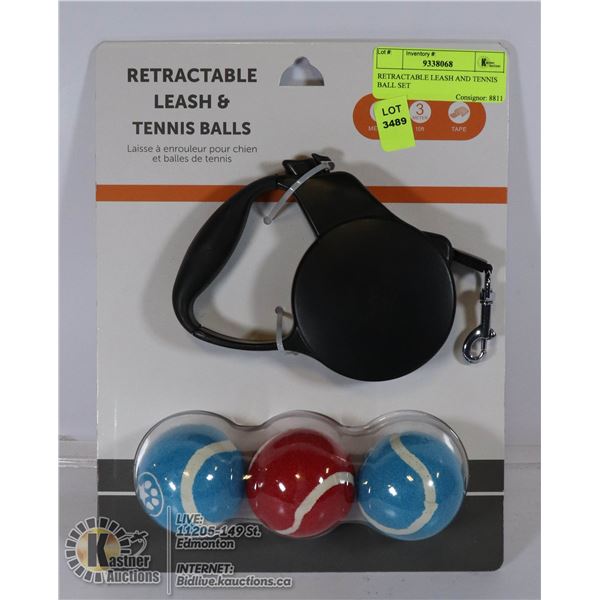 RETRACTABLE LEASH AND TENNIS BALL SET