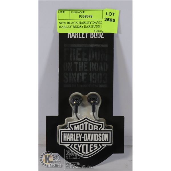 NEW BLACK HARLEY DAVIDSON HARLEY BUDZ ( EAR BUDS )