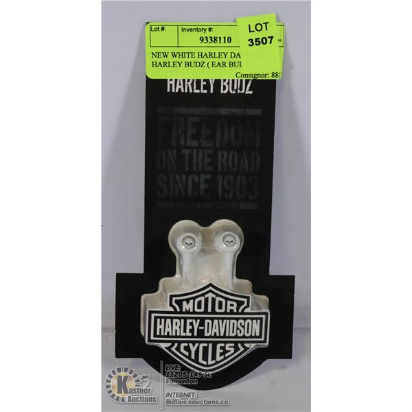 NEW WHITE HARLEY DAVIDSON HARLEY BUDZ ( EAR BUDS )