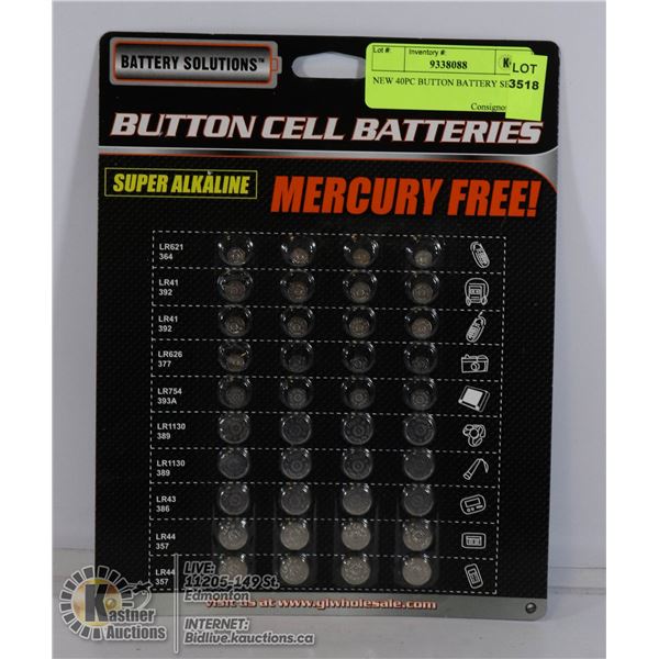 NEW 40PC BUTTON BATTERY SET
