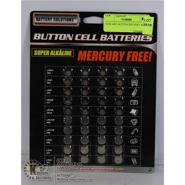 NEW 40PC BUTTON BATTERY SET
