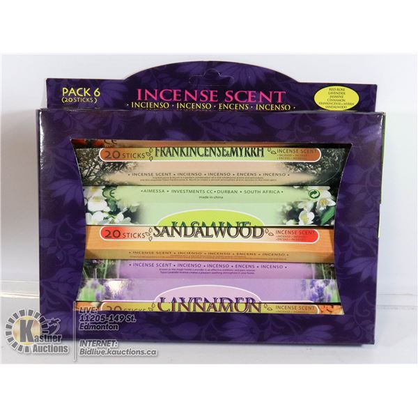 NEW INCENSE STICKS - 6 DIFFERENT SCENTS - 20 STICK