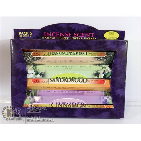 NEW INCENSE STICKS - 6 DIFFERENT SCENTS - 20 STICK