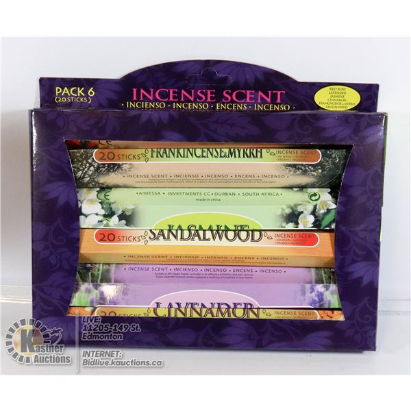 NEW INCENSE STICKS - 6 DIFFERENT SCENTS - 20 STICK