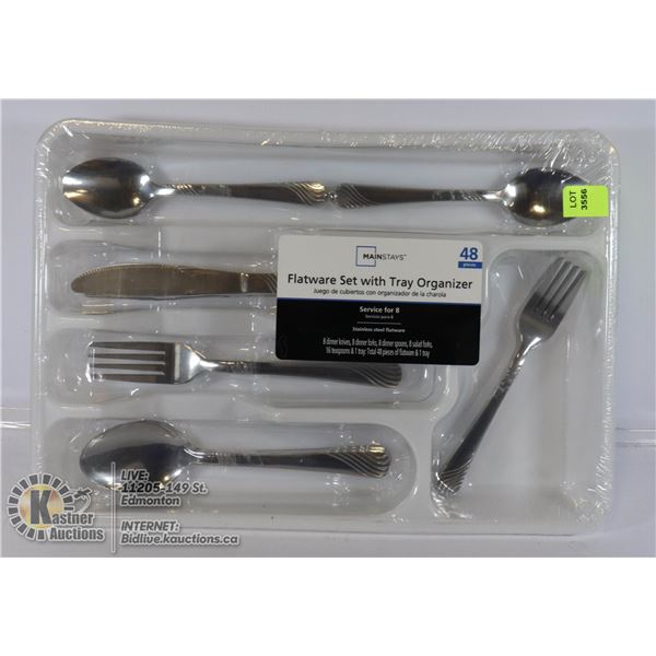 NEW 48PC FLATWARE SETS W/ ORGANIZERS