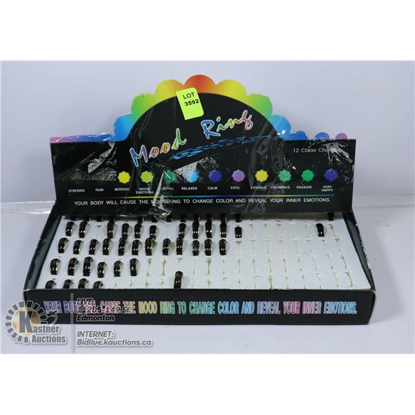 LOT OF MOOD RINGS WITH RETAIL DISPLAY
