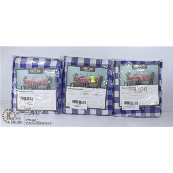 LOT OF 3 CHECKERED TABLE CLOTHS