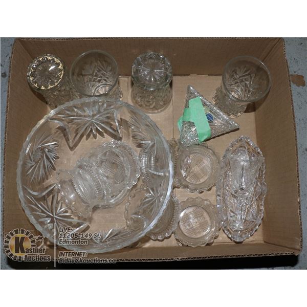 CRYSTAL- ASSORTED BOX LOT OF 13 PIECES