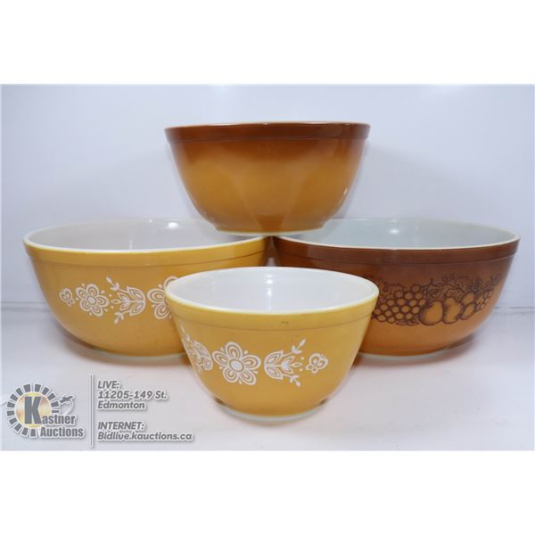 PYREX FOUR PIECE MIXING BOWLS LOT