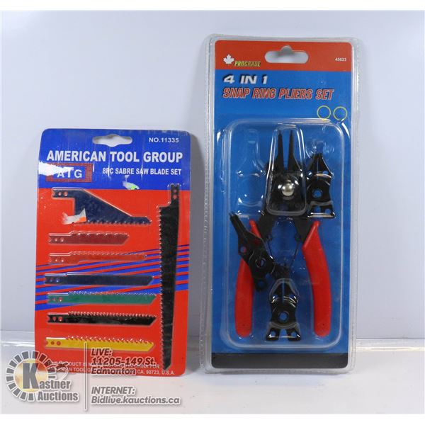 NEW 4 IN 1 SNAP RING PLIER SET & 8PC SABRE SAW