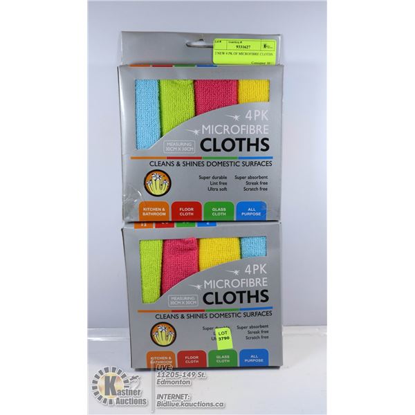 2 NEW 4 PK OF MICROFIBRE CLOTHS