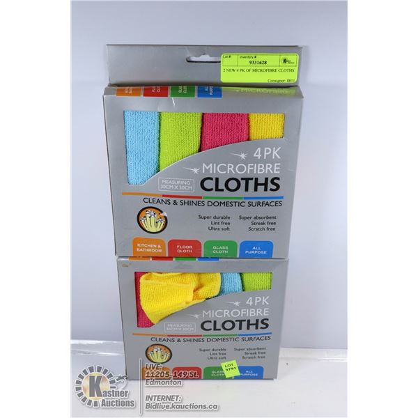 2 NEW 4 PK OF MICROFIBRE CLOTHS