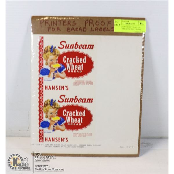 ANTIQUE SUNBEAM CRACKED WHEAT BREAD PRODUCT LABEL