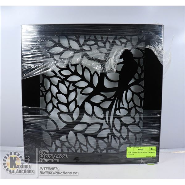 NEW METAL WILDLIFE SHADOWBOX - RAVEN