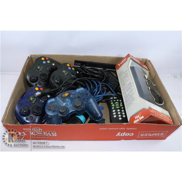 FLAT OF VIDEO GAME CONTROLLERS, AND ACCESORIES
