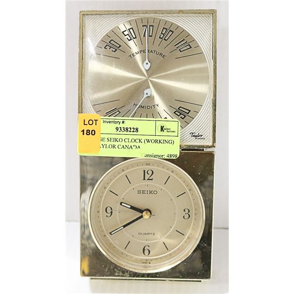 VINTAGE SEIKO CLOCK (WORKING) AND TAYLOR CANADA
